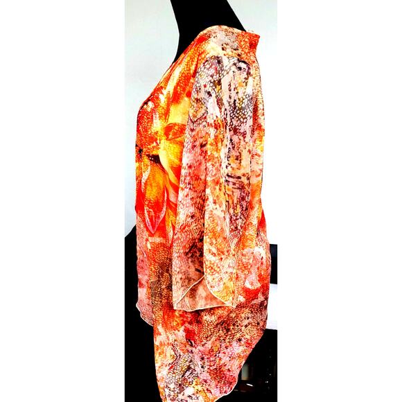 Styco Polyester Blouse Sz L; Orange with separate Tan Shell - Picture 3 of 7